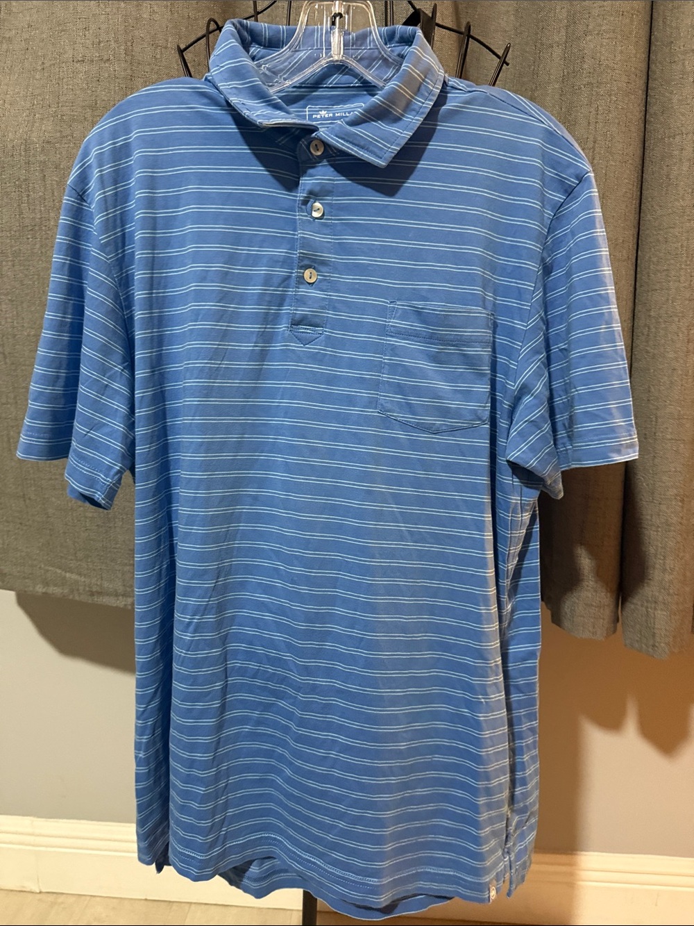 Peter Millar Men's Blue Stripe Polo Shirt